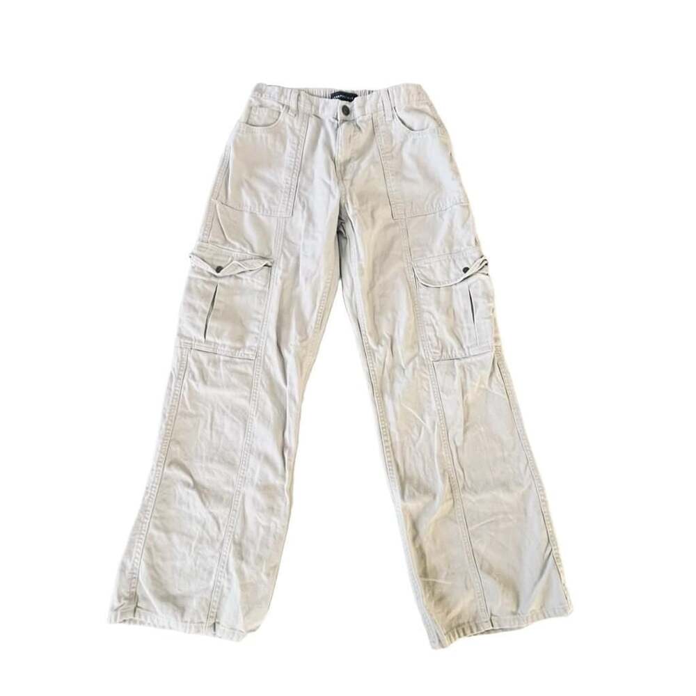 Aeropostale Utility Cargo Pants Women's Medium Cream Off-White 100% Cotton